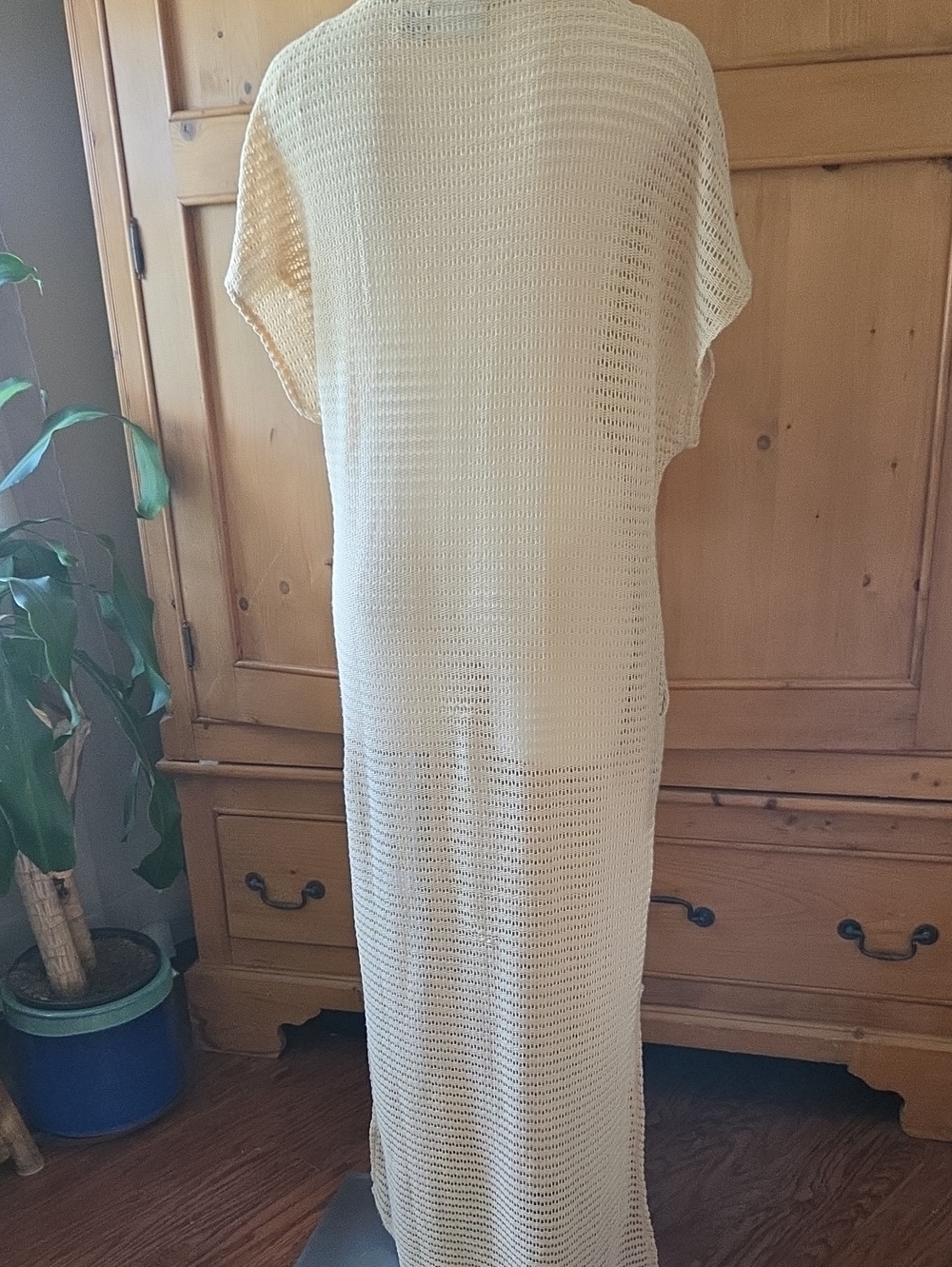 Haute Hippie Crochet Cover Up Maxi Dress Tan Size M - Picture 4 of 8